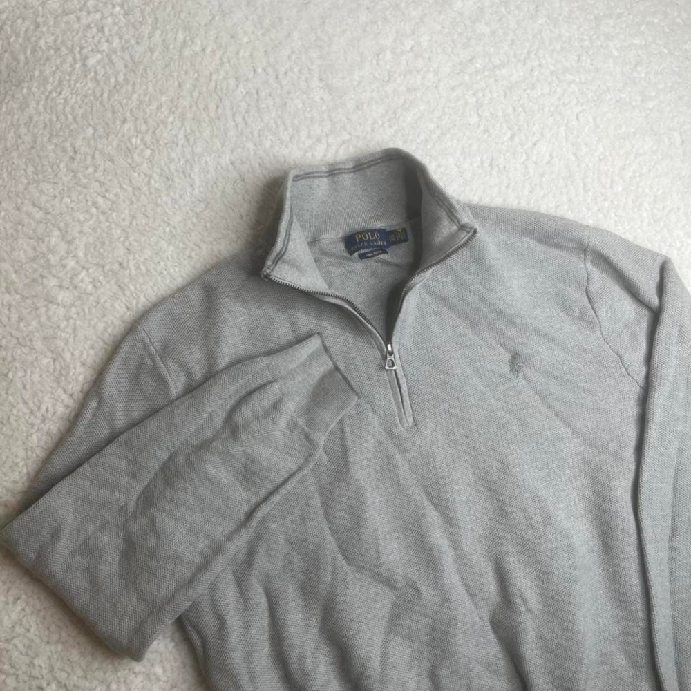 Polo Ralph Lauren men's grey Pima cotton quarter zip sweater preppy 1/4 xxl
